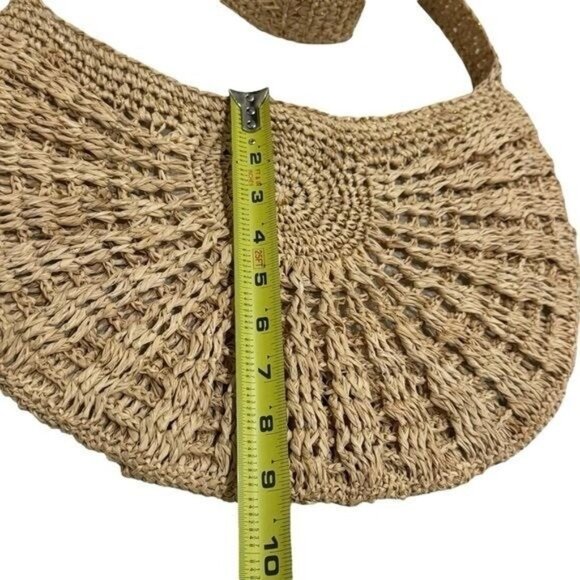 Ale by Alessandra Rafia Straw Medium Size Purse Long Strap Coastal Boho Resort - Picture 8 of 9
